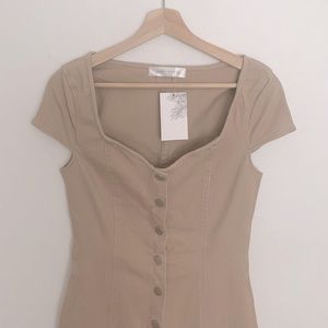 NWT Goldmorning Denim Dress - Tan/Beige